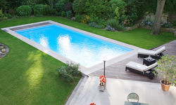 Piscine de 10 x 4 m avec Liner blanc, volet automatique immergé