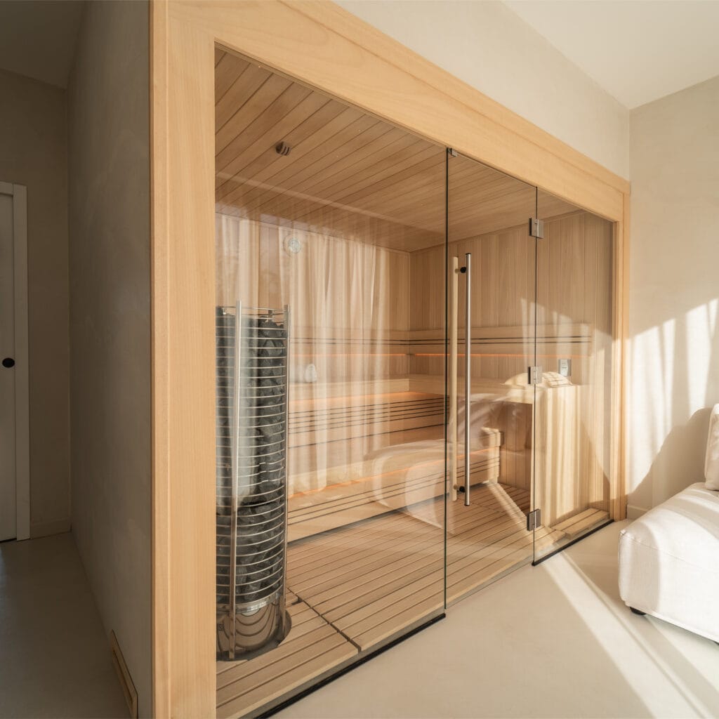 Cabine sauna installée en intérieure