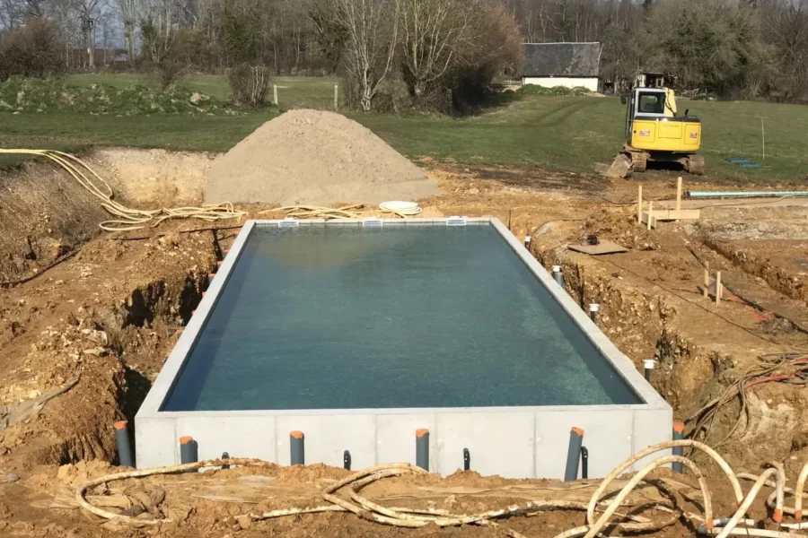 Chantier de piscine dans le Calvados